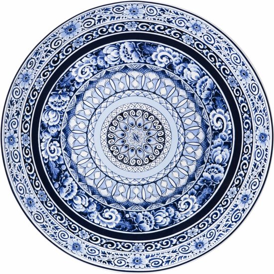 Heinen Delfts Blauw | Wandbord Delftse Mandala | Ø 42 cm