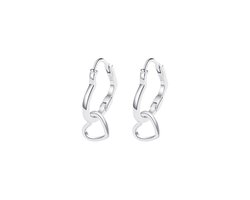 foto van Gading® dames meisjes oorbellen met 2 hartjes-17mm--15mm-zilver 925