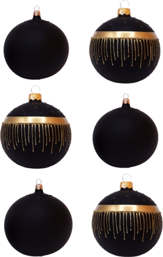 Kerstbalset Beauty - 4 stuks - Kerstballen van glas - met de hand
