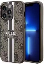 Guess 4G Printed Stripe Back Case (MagSafe Compatible) - Geschikt voor Apple iPhone 14 Pro Max (6.7") - Bruin