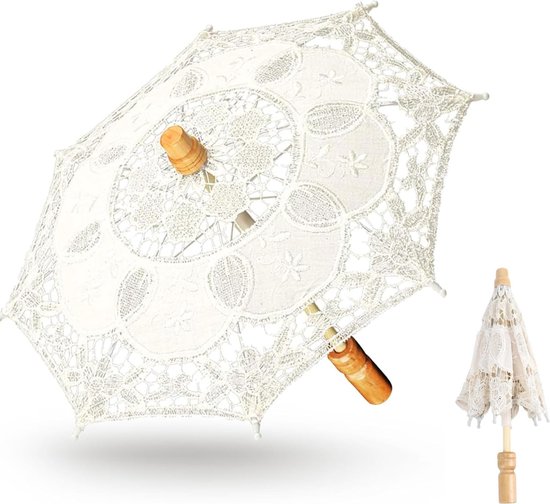 Mini Parapluie en Dentelle 29 cm Beige Vintage Petit Parasol Parapluies de Mariée décoratifs pour Mariage Parapluie Floral Accessoires de Photographie Accessoires de vêtements pour bébé de fête de thé