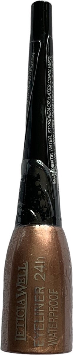 LETICIA WELL Vloeibare Eyeliner NIET WATERPROOF Goud Bruin Flacon met dun lang kwastje en 4 gram inhoud Nummer 12