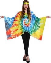 Hippie poncho tie dye - Hippie kostuum dames - Hippie kleding - Flower power kostuum dames - Carnavalskleding - Carnaval kostuum - One Size