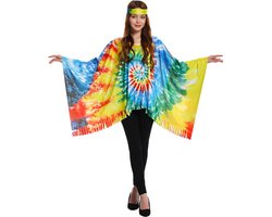 Hippie poncho tie dye - Hippie kostuum dames - Hippie kleding - Flower power kostuum dames - Carnavalskleding - Carnaval kostuum - One Size