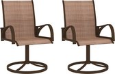Chaises de jardin The Living Store - Rotatives - Set de 2 - Marron - Textilène et acier thermolaqué - 57,5 ​​x 72 x 94,5 cm