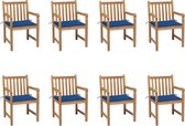 The Living Store Tuinstoelenset - Teakhout - Rustiek design - 8 stoelen - kussens - 58x60x90 cm