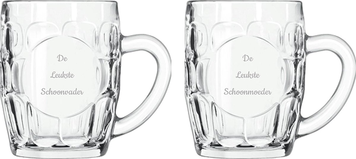 Gegraveerde Bierpul 55cl De Leukste Schoonvader-De Leukste Schoonmoeder