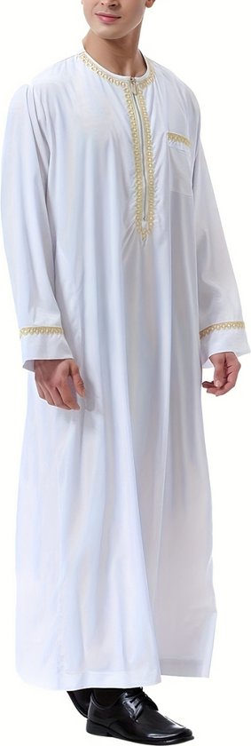 Livano Djellaba - Kaftan - Hommes - Arabe - Hommes - Vêtements musulmans - Vêtements islamiques - Alhamdulillah - Zwart M