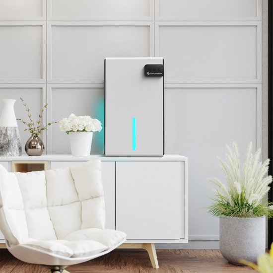 AG240 Luchtontvochtiger - Luchtreiniger - Dehumidifier - Grote watertank 2.5L capaciteit, 800ml/D ontvochtiging, 10-35m2 bereik -energiezuinig, verlichting 7 kleuren - Voor huis, kamer, badkamer & kelder