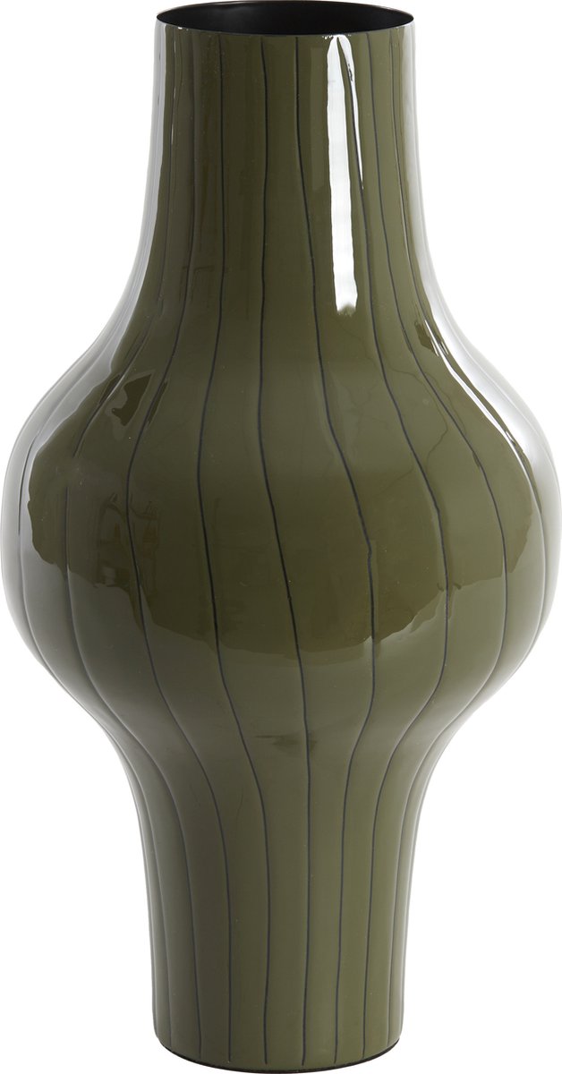 Light&living Vaas deco Ø22x40 cm SINDO glanzend donker olijf groen+zwart