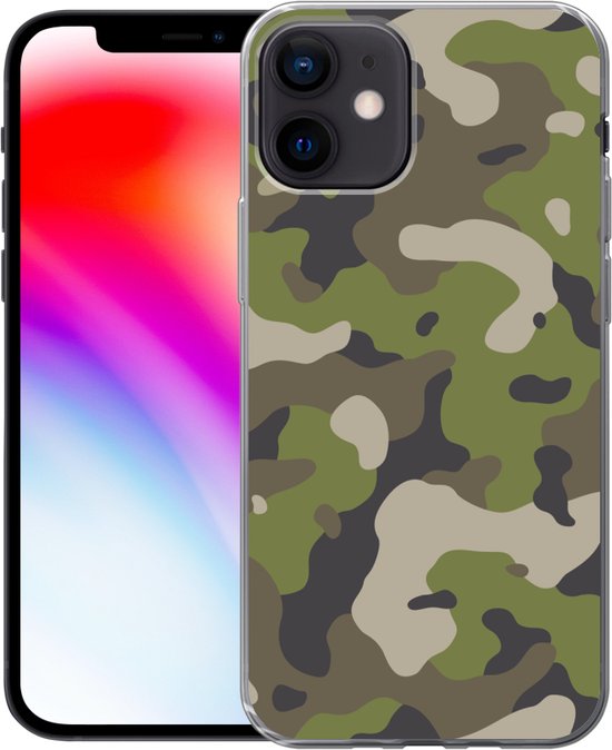 Coque iPhone 12 - Motif camouflage aux couleurs militaires - Siliconen