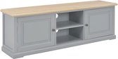 The Living Store TV-meubel - Grijs en houtkleur - 120 x 30 x 40 cm - Massief paulowniahout en MDF