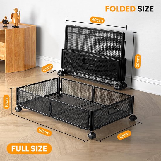 lomonmen 2 pcs under bed storage on wheels, underbed storage box with wheels, underbed storage metal frame, 360° rotation and viewing window lid, under bed storage box