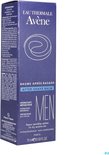Donkerblauwe kartonnen verpakking met gedetailleerde witte tekst en een cirkelvormig logo voor Avène Men Aftershave Balsem.