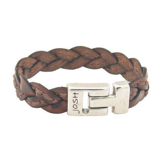 Josh Heren Armband Leer/Metaal - Cognac