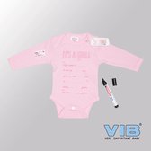 VIB® - Rompertje Luxe Katoen - It's a Girl (Zelf invullen) (Roze) - Babykleertjes - Baby cadeau