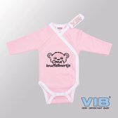 VIB® - Rompertje Luxe Katoen - Oma's Knuffelbeertje (Roze-Wit) - Babykleertjes - Baby cadeau