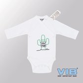 VIB® - Rompertje Luxe Katoen - Free Hugs Cactus (Wit) - Babykleertjes - Baby cadeau