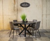 Table à manger en manguier Zwart avec 4 chaises Leonardo | 120 cm