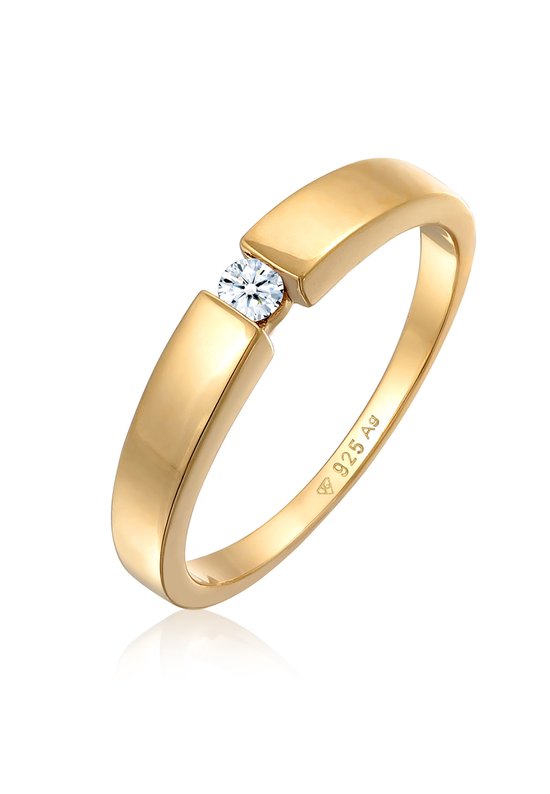 Elli PREMIUM Dames Ring Dames Band Klassieke met Diamant (0.06 ct.) in 925 sterling zilver