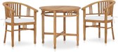 The Living Store Ensemble de jardin – Bois de teck – Table incluse – 2 Chaises et Coussins – Résistant aux intempéries – Assemblage requis – Table 80 x 75 cm – Chaise 61 x 58 x 88 cm – Coussin crème