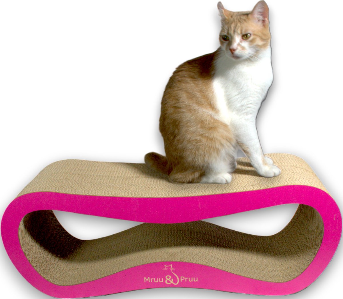 Mruu&Pruu GROOT KATTENKRAASBED Kattenmand Krabplank Krabpaal Karton Krabmand Kattenbed 78x28x24 cm ROZE thumbnail 6