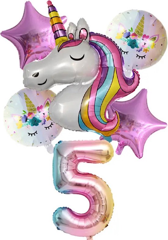 Set Ballons Unicorn - 5 Ans - Filles Pièces - Anniversaire Kinder - Fête à  Thema