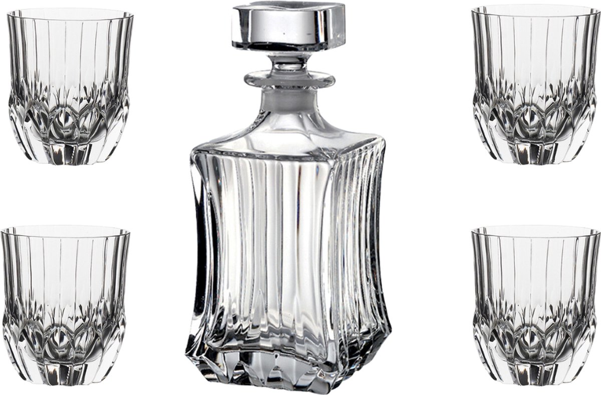 RCR Adagio - Whiskykaraf en glazen - Exclusieve Whiskyset - 1 Karaf en 4 Glazen - Kristalglas