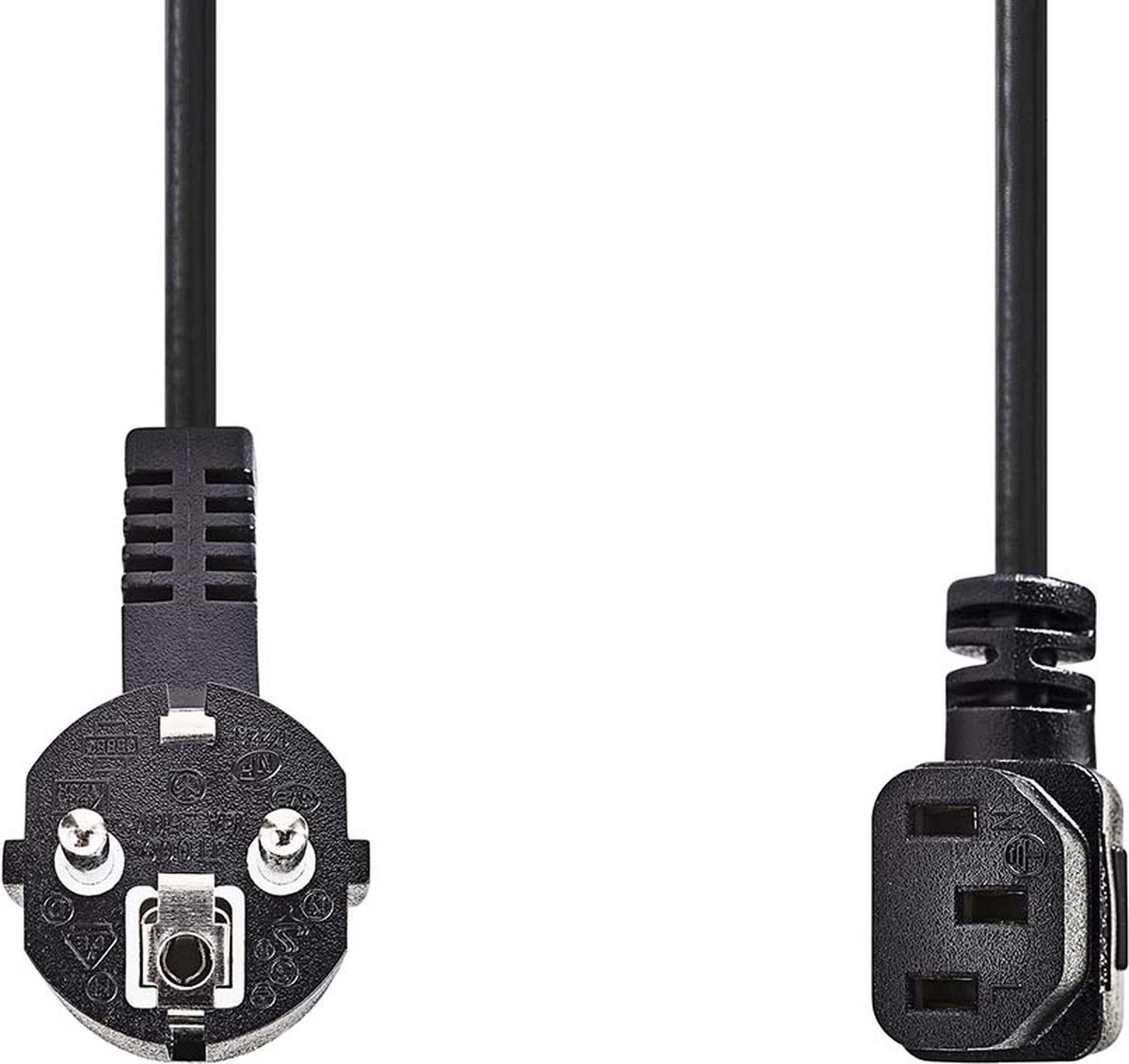 Nedis Stroomkabel – Type F naar C13 – Gehoekt – 10 m – 230V – Zwart