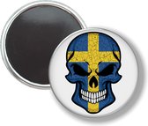 Button Met Magneet - Schedel Vlag Zweden - NIET VOOR KLEDING