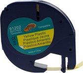 Dappaz - Dymo Compatible 91202 Plastic Label tape - Zwart op Geel - Geschikt voor Dymo LetraTag Labelprinter - 12 mm x 4 m – S0721620 - 1 stuk