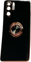 Huawei P30 Pro hoesje met ring - Kickstand - Huawei - Goud detail - Handig - Hoesje met ring - 3 verschillende kleuren - zalm roze - Grijs/blauw - Zwart