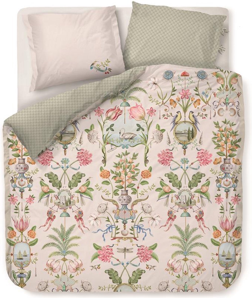 Parure de lit en toile de coton BIRD coloris blanc 240 x 220 cm