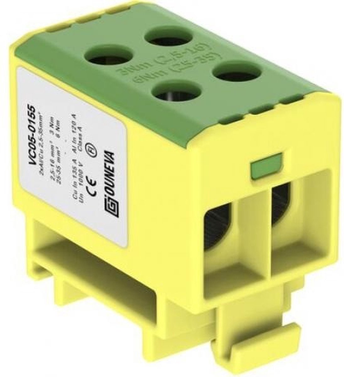 Ouneva aansluitklem 2-voudig geel/groen 2,5-35 mm² (O-VC05-0155)
