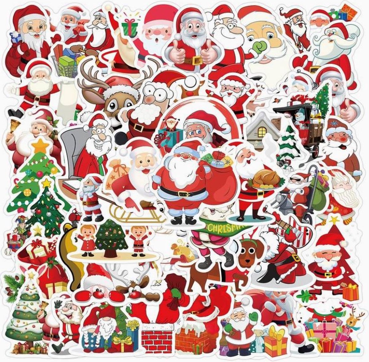 52 stuks stickers kerstmannen 6cm