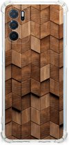 Stevig Telefoonhoesje geschikt voor OPPO A16 | A16s | A54s Wooden Cubes