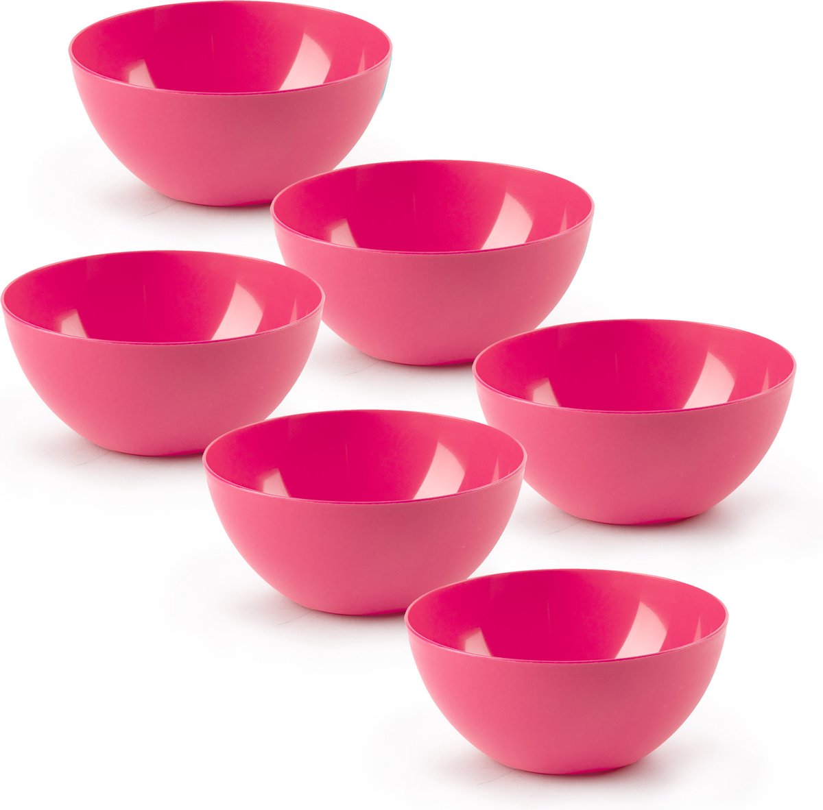 Plasticforte kommetjes/schaaltjes - 6x - dessert/ontbijt - kunststof - D17 x H8 cm - fuchsia roze