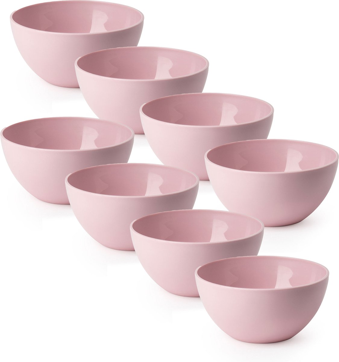 Plasticforte Schaaltjes - 8x - kunststof - kommetjes - dessert/ontbijt - D14 x H6 cm - roze