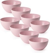 Plasticforte kommetjes/schaaltjes - 8x - dessert/ontbijt - kunststof - D14 x H6 cm - roze - BPA vrij