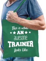 Bellatio Decorations cadeau tas trainer - katoen - groen -This is what an awesome trainer looks like