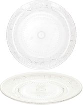 Plasticforte onbreekbare taart/gebakbordjes - 8x - kunststof - kristal stijl - transparant - 15 cm