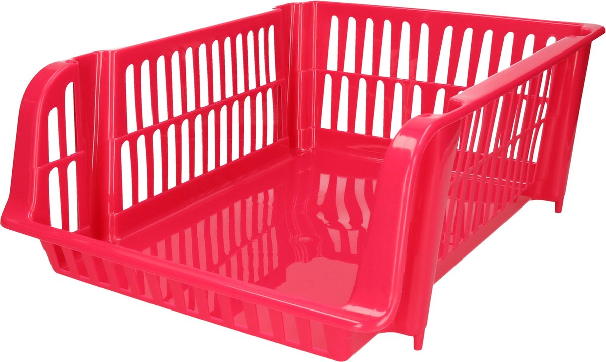 Plasticforte Stapelbare opbergmand - Roze - 16L - kunststof - 38 x 28 x 15 cm