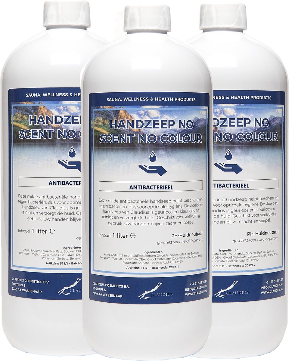 Goedkoopste Handzeep No Scent, No colour 1 liter - set van 3 stuks