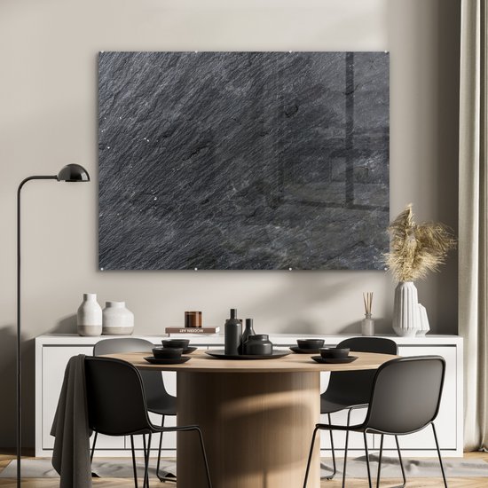 MuchoWow® Peinture sur verre 120x90 cm - Peinture sur verre acrylique - Natuursteen - Industriel - Ardoise - Structure - Grijs - Photo sur verre - Peintures