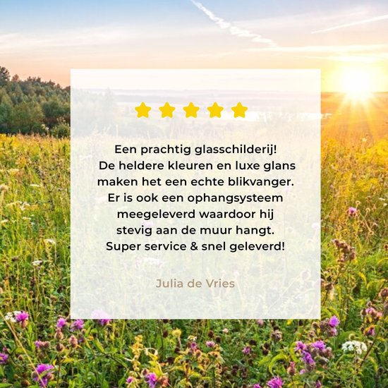 MuchoWow® Peinture sur verre 160x120 cm - Peinture sur verre acrylique - Soleil - Herbe - Fleurs - Photo sur verre - Peintures