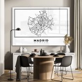 MuchoWow® Glasschilderij 180x120 cm - Schilderij acrylglas - Madrid - Spanje - Kaart - Foto op glas - Schilderijen