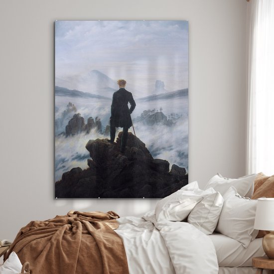 MuchoWow® Peinture sur Verre - Le Vagabond au-dessus des Brumes - Peinture de Caspar David Friedrich - 120x160 cm - Peintures sur Verre Peintures - Photo sur Glas