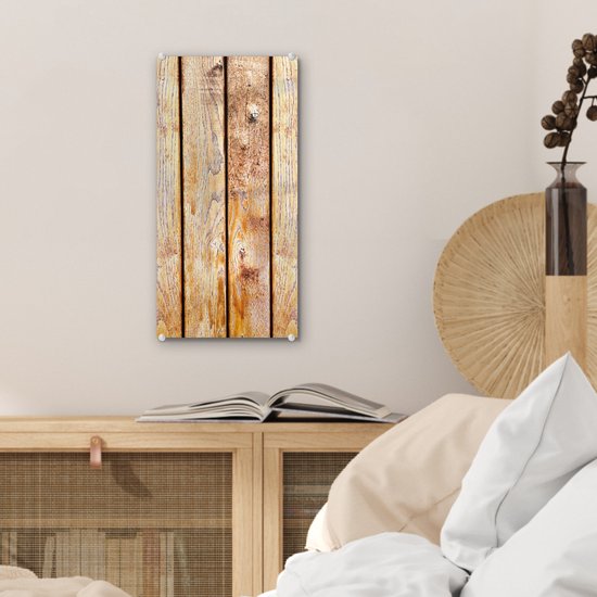 MuchoWow® Peinture sur Verre - Rural - Vintage - Bois - Étagère - 20x40 cm - Peintures sur Verre Acrylique - Photo sur Glas