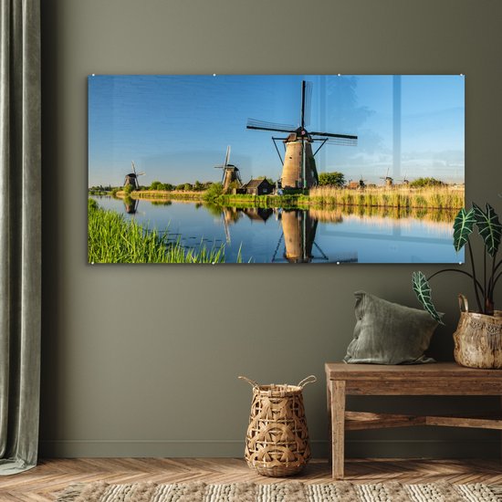 Peinture sur Verre - Moulin à Vent - Printemps - Pays- Nederland - 160x80 cm - Peintures sur Verre Peintures - Photo sur Glas