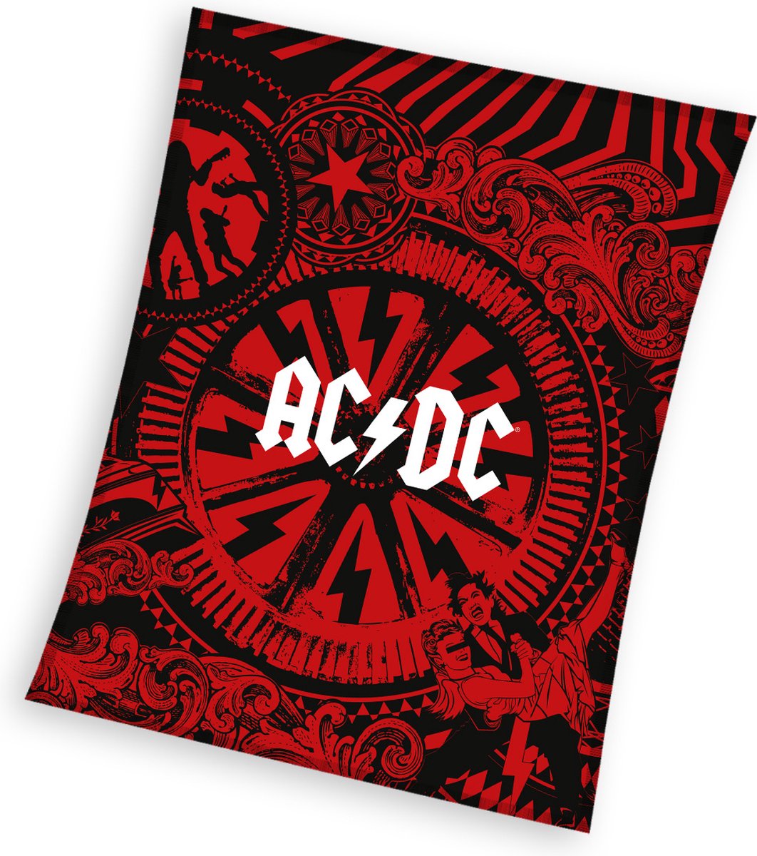 AC/DC ACDC fleece plaid deken 150x200cm AC/DC rood